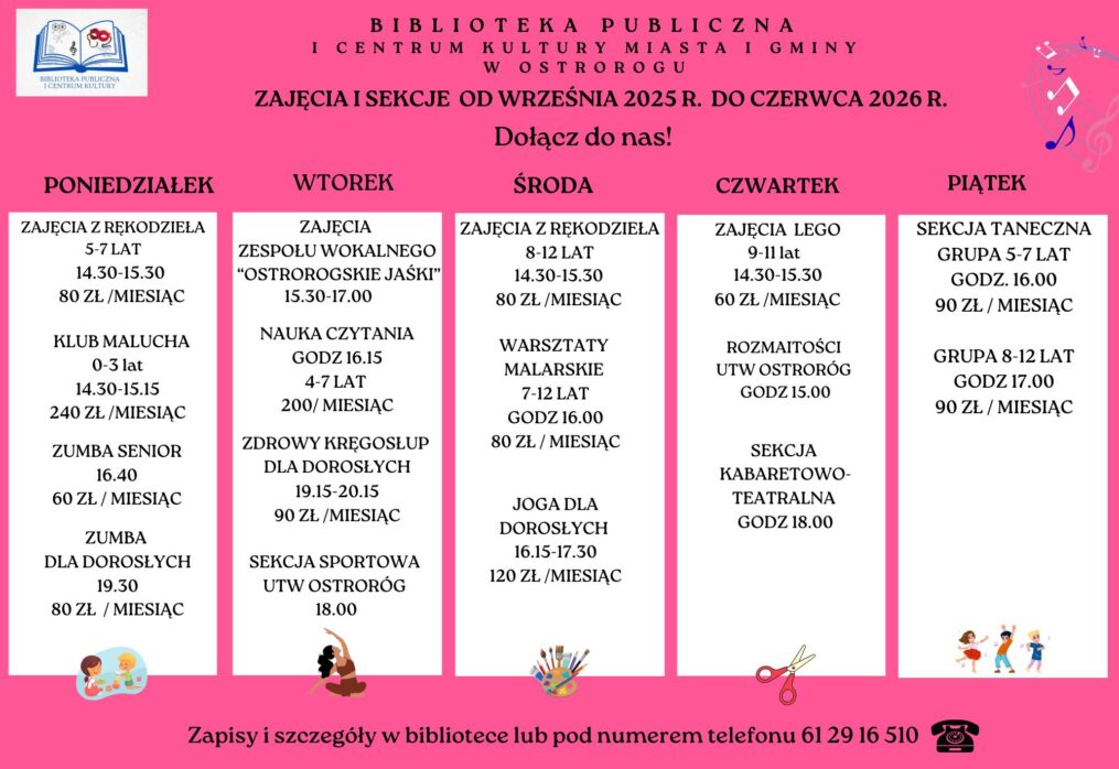 ZAJĘCIA I SEKCJE OD WRZEŚNIA 2025 r.